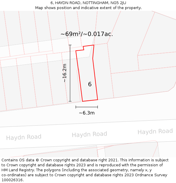 6, HAYDN ROAD, NOTTINGHAM, NG5 2JU: Plot and title map