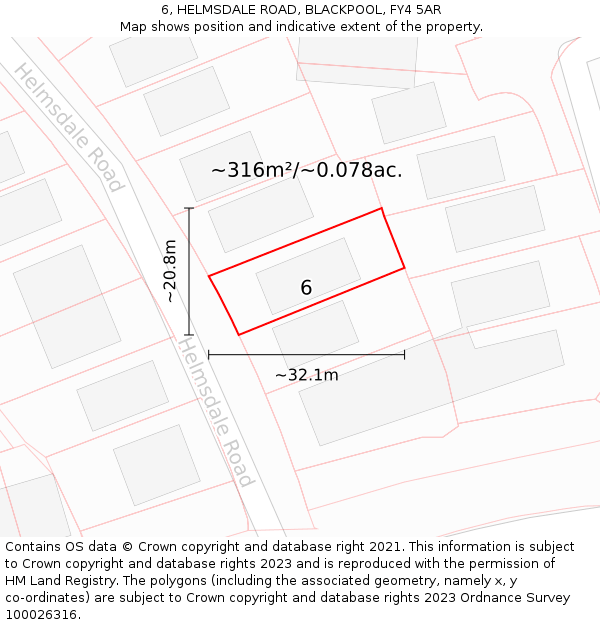 6, HELMSDALE ROAD, BLACKPOOL, FY4 5AR: Plot and title map