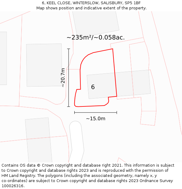 6, KEEL CLOSE, WINTERSLOW, SALISBURY, SP5 1BF: Plot and title map