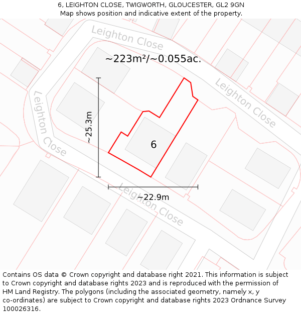 6, LEIGHTON CLOSE, TWIGWORTH, GLOUCESTER, GL2 9GN: Plot and title map
