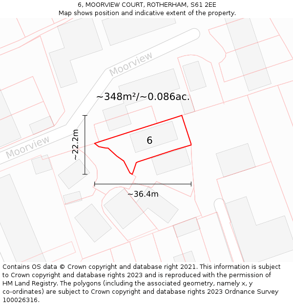 6, MOORVIEW COURT, ROTHERHAM, S61 2EE: Plot and title map
