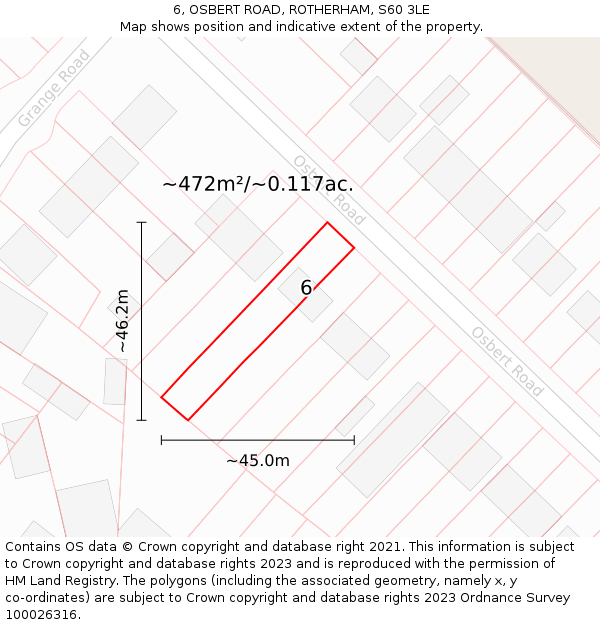 6, OSBERT ROAD, ROTHERHAM, S60 3LE: Plot and title map