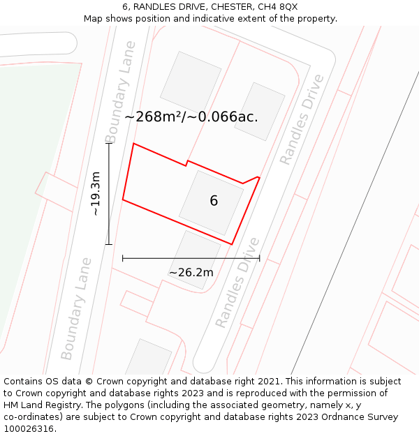 6, RANDLES DRIVE, CHESTER, CH4 8QX: Plot and title map