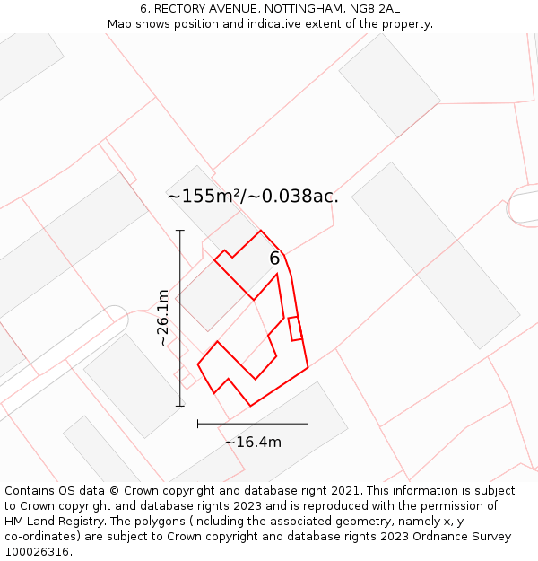 6, RECTORY AVENUE, NOTTINGHAM, NG8 2AL: Plot and title map