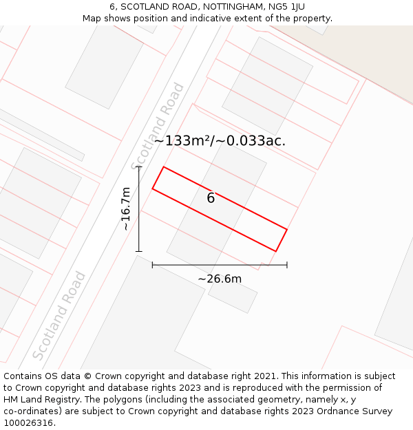 6, SCOTLAND ROAD, NOTTINGHAM, NG5 1JU: Plot and title map