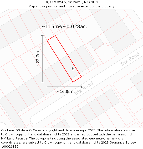 6, TRIX ROAD, NORWICH, NR2 2HB: Plot and title map