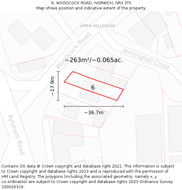 6, WOODCOCK ROAD, NORWICH, NR3 3TX: Plot and title map