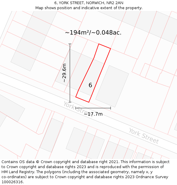 6, YORK STREET, NORWICH, NR2 2AN: Plot and title map