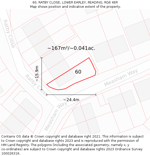 60, RATBY CLOSE, LOWER EARLEY, READING, RG6 4ER: Plot and title map