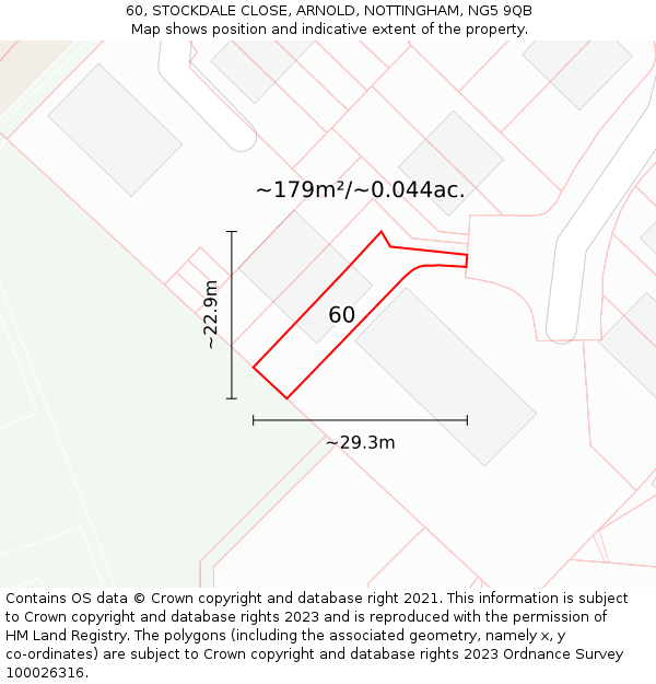 60, STOCKDALE CLOSE, ARNOLD, NOTTINGHAM, NG5 9QB: Plot and title map