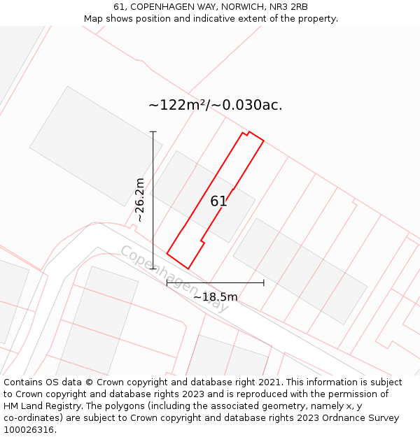 61, COPENHAGEN WAY, NORWICH, NR3 2RB: Plot and title map