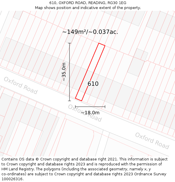 610, OXFORD ROAD, READING, RG30 1EG: Plot and title map
