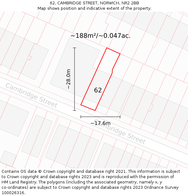 62, CAMBRIDGE STREET, NORWICH, NR2 2BB: Plot and title map