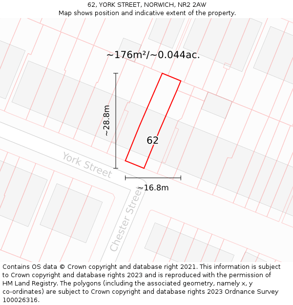 62, YORK STREET, NORWICH, NR2 2AW: Plot and title map