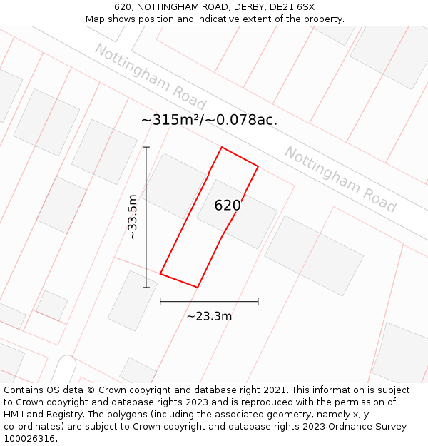 620, NOTTINGHAM ROAD, DERBY, DE21 6SX: Plot and title map