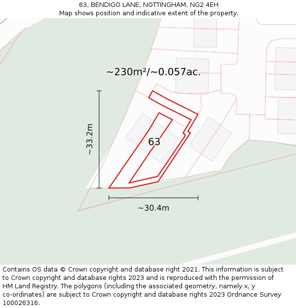 63, BENDIGO LANE, NOTTINGHAM, NG2 4EH: Plot and title map