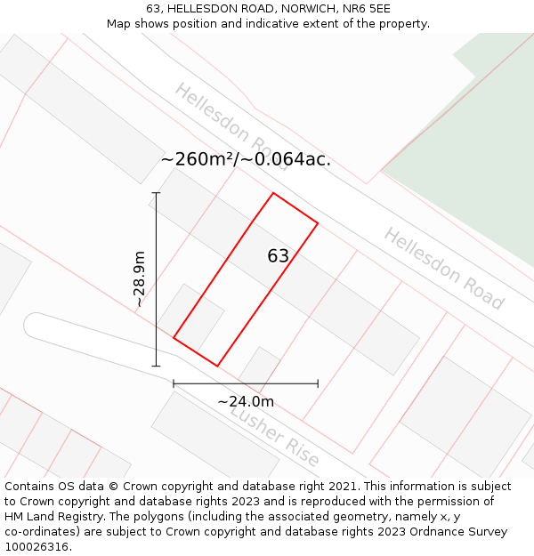 63, HELLESDON ROAD, NORWICH, NR6 5EE: Plot and title map