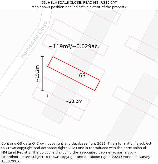 63, HELMSDALE CLOSE, READING, RG30 2PT: Plot and title map