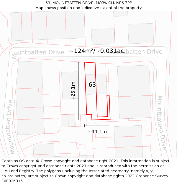 63, MOUNTBATTEN DRIVE, NORWICH, NR6 7PP: Plot and title map