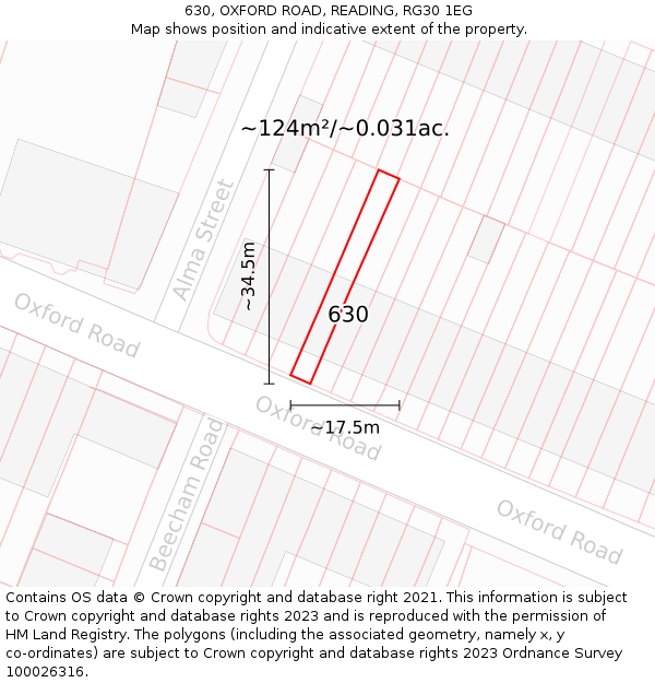 630, OXFORD ROAD, READING, RG30 1EG: Plot and title map