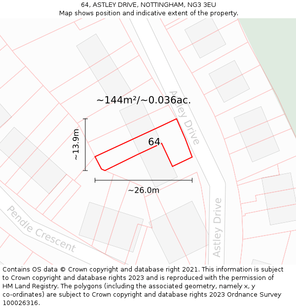 64, ASTLEY DRIVE, NOTTINGHAM, NG3 3EU: Plot and title map