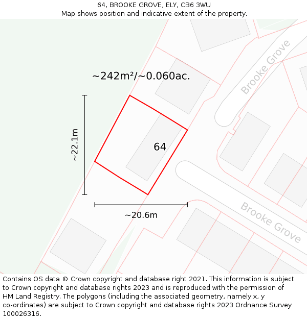 64, BROOKE GROVE, ELY, CB6 3WU: Plot and title map