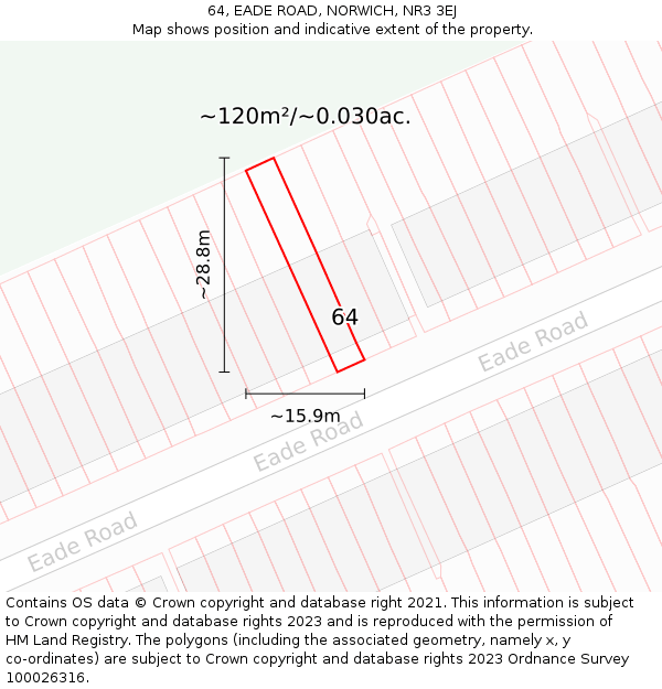 64, EADE ROAD, NORWICH, NR3 3EJ: Plot and title map