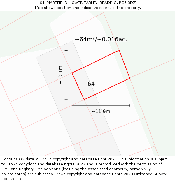 64, MAREFIELD, LOWER EARLEY, READING, RG6 3DZ: Plot and title map
