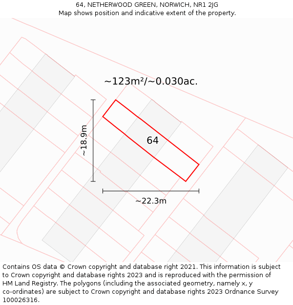 64, NETHERWOOD GREEN, NORWICH, NR1 2JG: Plot and title map