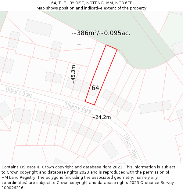 64, TILBURY RISE, NOTTINGHAM, NG8 6EP: Plot and title map