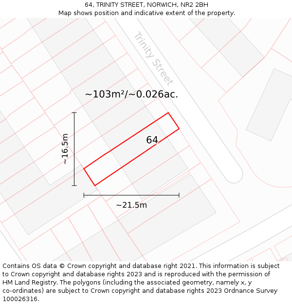 64, TRINITY STREET, NORWICH, NR2 2BH: Plot and title map