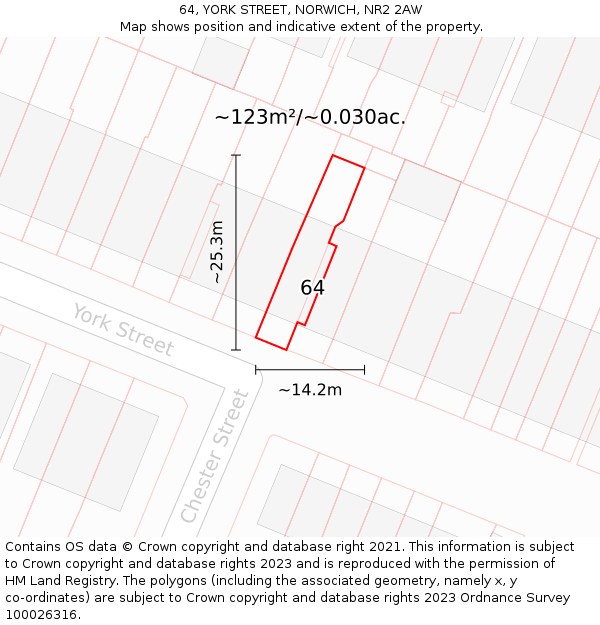 64, YORK STREET, NORWICH, NR2 2AW: Plot and title map