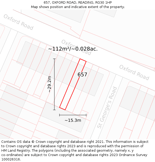 657, OXFORD ROAD, READING, RG30 1HP: Plot and title map