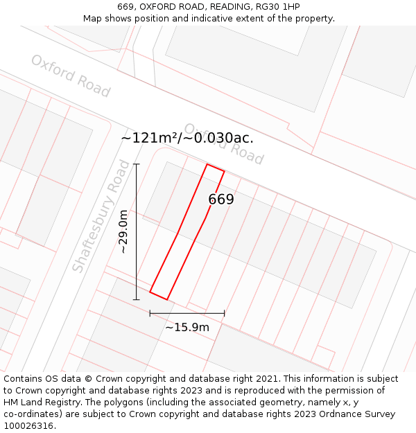 669, OXFORD ROAD, READING, RG30 1HP: Plot and title map