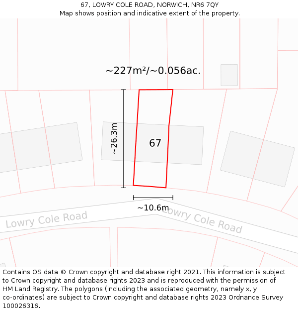 67, LOWRY COLE ROAD, NORWICH, NR6 7QY: Plot and title map