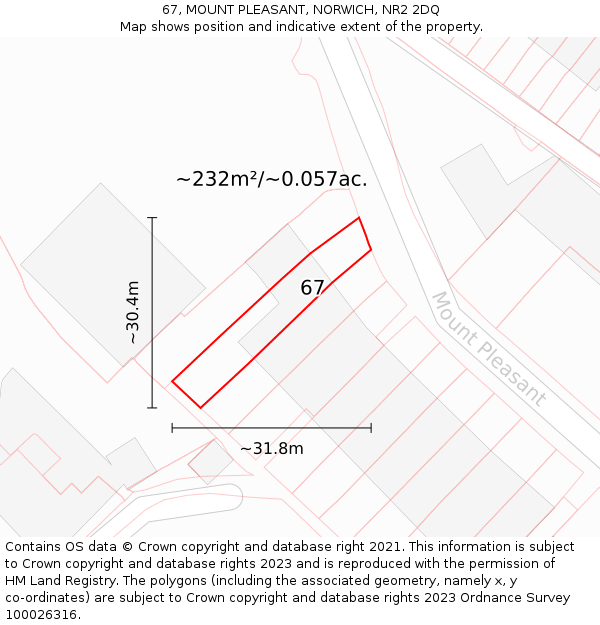 67, MOUNT PLEASANT, NORWICH, NR2 2DQ: Plot and title map
