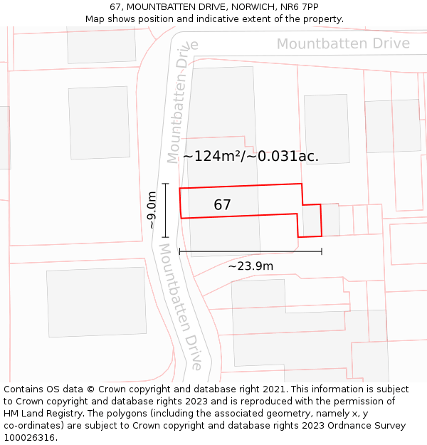67, MOUNTBATTEN DRIVE, NORWICH, NR6 7PP: Plot and title map