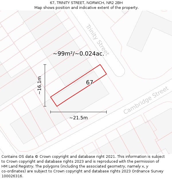 67, TRINITY STREET, NORWICH, NR2 2BH: Plot and title map