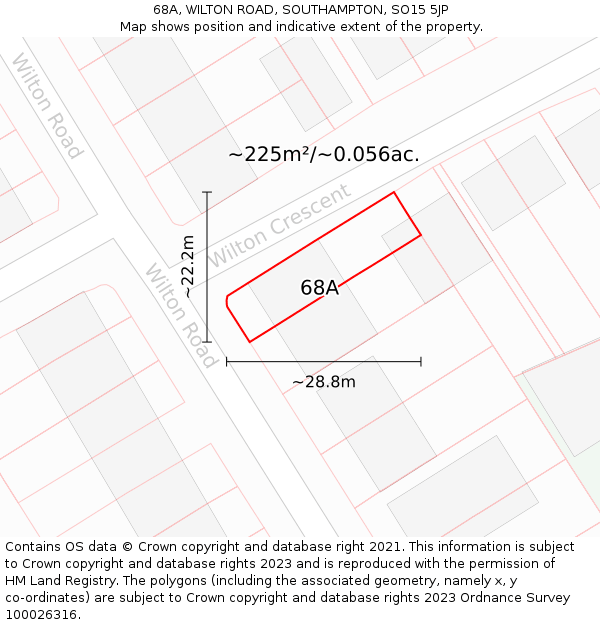 68A, WILTON ROAD, SOUTHAMPTON, SO15 5JP: Plot and title map
