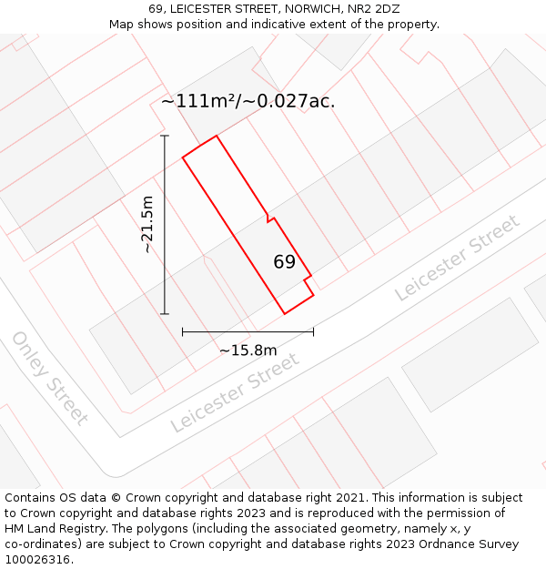 69, LEICESTER STREET, NORWICH, NR2 2DZ: Plot and title map