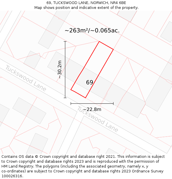 69, TUCKSWOOD LANE, NORWICH, NR4 6BE: Plot and title map