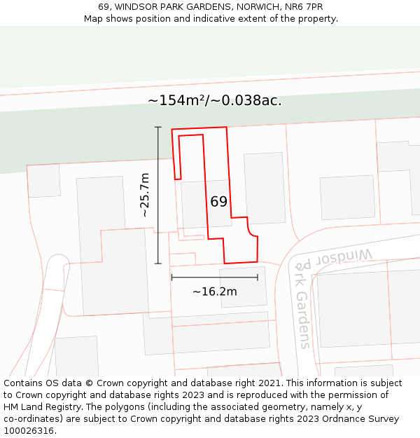 69, WINDSOR PARK GARDENS, NORWICH, NR6 7PR: Plot and title map