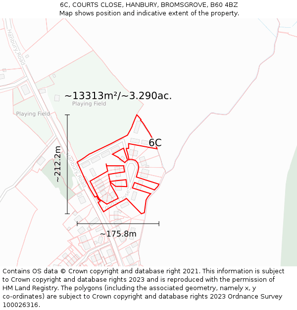 6C, COURTS CLOSE, HANBURY, BROMSGROVE, B60 4BZ: Plot and title map