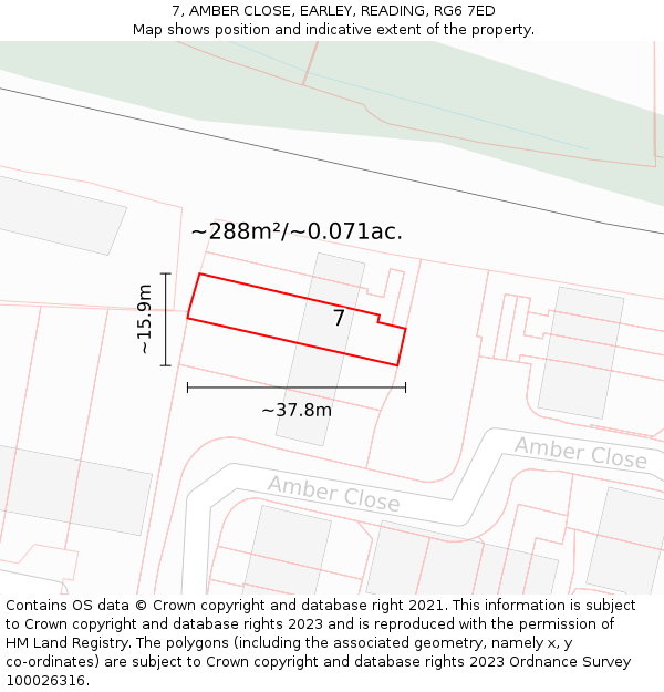7, AMBER CLOSE, EARLEY, READING, RG6 7ED: Plot and title map