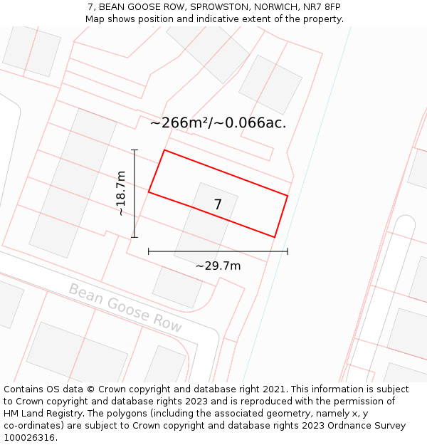 7, BEAN GOOSE ROW, SPROWSTON, NORWICH, NR7 8FP: Plot and title map