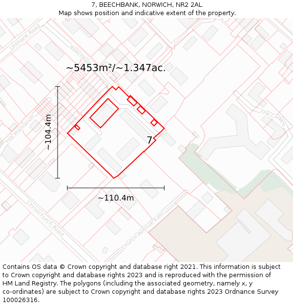 7, BEECHBANK, NORWICH, NR2 2AL: Plot and title map