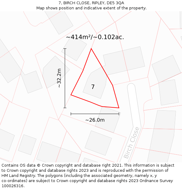 7, BIRCH CLOSE, RIPLEY, DE5 3QA: Plot and title map