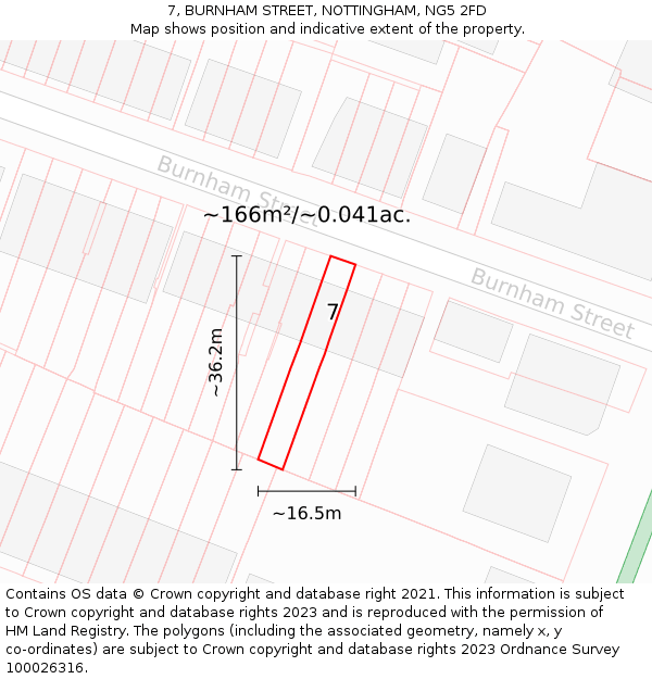 7, BURNHAM STREET, NOTTINGHAM, NG5 2FD: Plot and title map