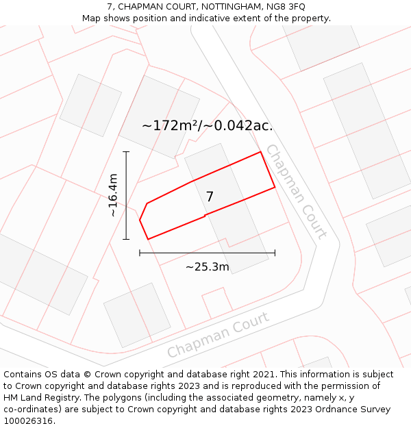 7, CHAPMAN COURT, NOTTINGHAM, NG8 3FQ: Plot and title map