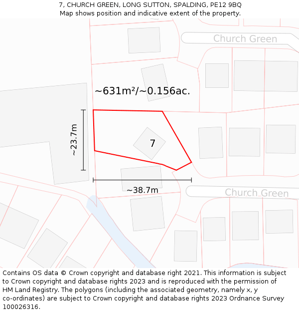 7, CHURCH GREEN, LONG SUTTON, SPALDING, PE12 9BQ: Plot and title map